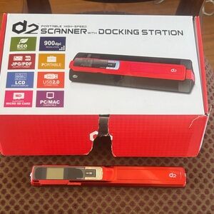 Portable High-Speed Scanner with Docking Station - Red